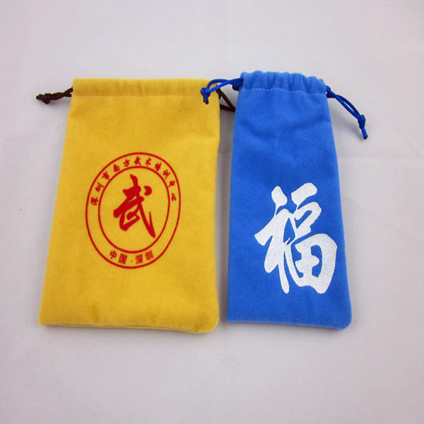 Advertising Silk Screen Printing Drawstring Small Velvet Bags