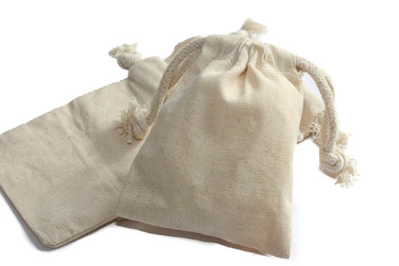 Natural Muslin Bags With Drawstrings